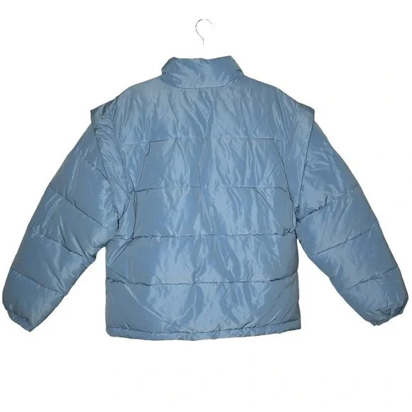 NWT WEWOREWHAT Snap Off Sleeve Puffer Jacket in Blue Bell - Picture 5 of 16